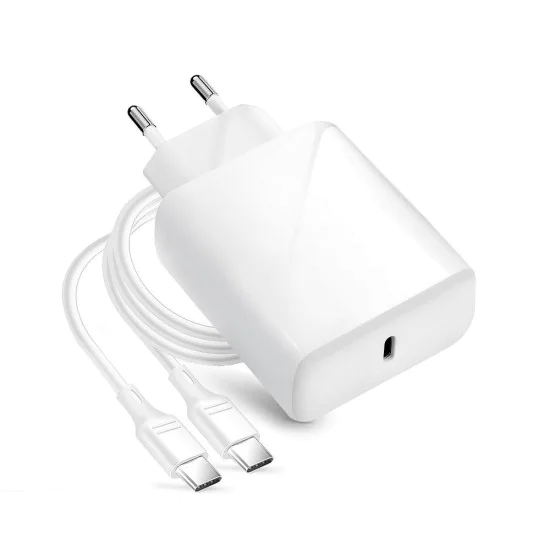 Forcell Travel charger 3A QC 4.0 / PD 25W with Type-C to Type-C Cable 1M - Белый - Быстрое сетевое зарядное устройство с кабелем Type-C на Type-C Forcell Travel charger 3A QC 4.0 / PD 25W with Type-C to Type-C Cable 1M - Белый - Быстрое сетевое зарядное устройство с кабелем Type-C на Type-C