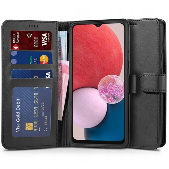 Tech-Protect Wallet Book Case priekš Samsung Galaxy A13 4G A135 - Melns - sāniski atverams maciņš ar magnētu un stendu / grāmatveida maks Tech-Protect Wallet Book Case priekš Samsung Galaxy A13 4G A135 - Melns - sāniski atverams maciņš ar magnētu un stendu / grāmatveida maks