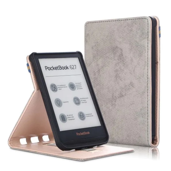 PocketBook Case priekš Basic 4 (606) / Lux 2 (616) / Touch Lux 4 / 5 (627, 628) / Touch HD3 (632) / Color (633) - Pelēks - mākslīgās ādas vertikāli atverams maks / maciņš PocketBook Case priekš Basic 4 (606) / Lux 2 (616) / Touch Lux 4 / 5 (627, 628) / Touch HD3 (632) / Color (633) - Pelēks - mākslīgās ādas vertikāli atverams maks / maciņš