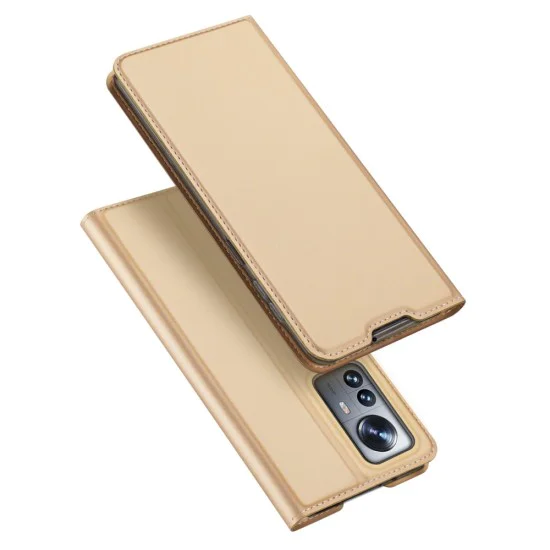 Dux Ducis Skin Pro series для Xiaomi 12 / 12X - Золотистый - чехол-книжка с магнитом и стендом / подставкой Dux Ducis Skin Pro series для Xiaomi 12 / 12X - Золотистый - чехол-книжка с магнитом и стендом / подставкой