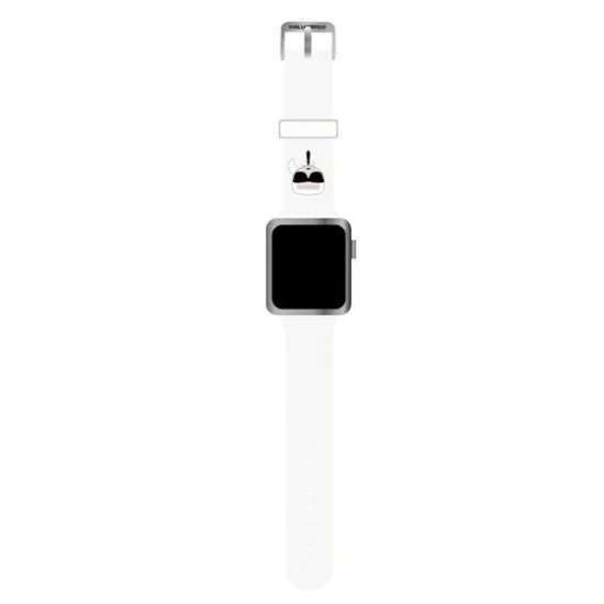 Karl Lagerfeld Silicone Karl Heads Series Watch Band KLAWMSLKW priekš Apple Watch 38 / 40 / 41 mm - Balts - silikona siksniņa viedpulksteņiem Karl Lagerfeld Silicone Karl Heads Series Watch Band KLAWMSLKW priekš Apple Watch 38 / 40 / 41 mm - Balts - silikona siksniņa viedpulksteņiem