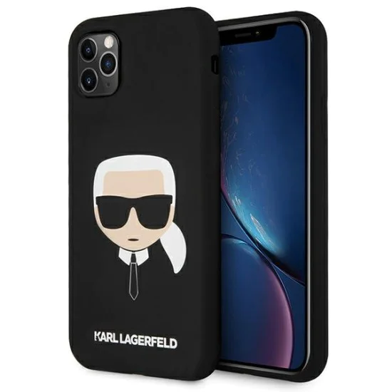 Karl Lagerfeld Karls Head Silicone Back Case KLHCN61SLKHBK priekš Apple iPhone 11 - Melns - silikona aizmugures apvalks / bampers-vāciņš Karl Lagerfeld Karls Head Silicone Back Case KLHCN61SLKHBK priekš Apple iPhone 11 - Melns - silikona aizmugures apvalks / bampers-vāciņš