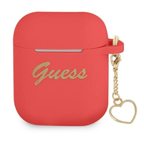 Guess GUA2LSCHSR Silicone Charm Heart Collection Case для Apple Airpods - Красный - силиконовый чехол для футляра зарядки беспроводных наушников Guess GUA2LSCHSR Silicone Charm Heart Collection Case для Apple Airpods - Красный - силиконовый чехол для футляра зарядки беспроводных наушников