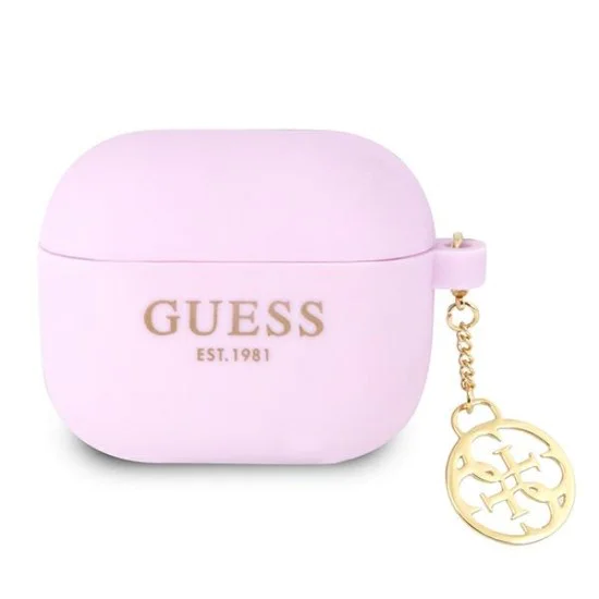 Guess GUA3LSC4EU Silicone Charm 4G Collection Case priekš Apple Airpods 3 - Violets - silikona apvalks bezvadu austiņu lādēšanas ierīcei Guess GUA3LSC4EU Silicone Charm 4G Collection Case priekš Apple Airpods 3 - Violets - silikona apvalks bezvadu austiņu lādēšanas ierīcei