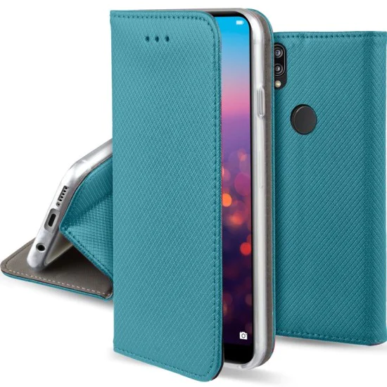 Smart Magnet Book Case priekš Huawei P40 Lite - Tirkīzs - sāniski atverams maciņš ar stendu / grāmatveida maks Smart Magnet Book Case priekš Huawei P40 Lite - Tirkīzs - sāniski atverams maciņš ar stendu / grāmatveida maks