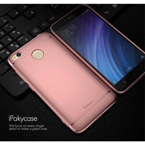 IPAKY 3-In-1 Electroplating PC Hard Back Cover for Xiaomi Redmi 4X - Rose Gold - plastikas aizmugures apvalks (bampers, vāciņš, PU back cover, bumper shell)