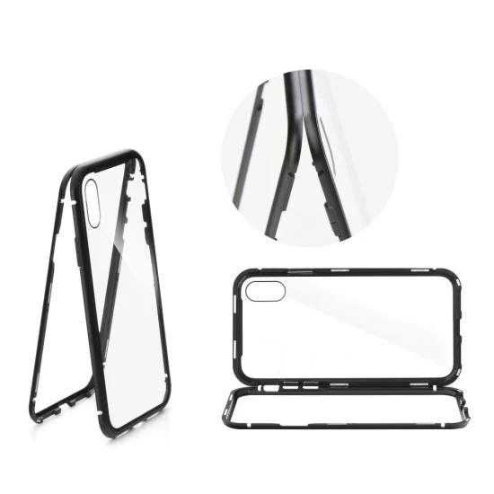 Magneto Aluminium Case with Back Tempered Glass and Silicone для Apple iPhone 7 / 8 / SE2 (2020) / SE3 (2022) - Чёрный - алюминиевый бампер с крышкой из закалённого стекла / бампер-крышка Magneto Aluminium Case with Back Tempered Glass and Silicone для Apple iPhone 7 / 8 / SE2 (2020) / SE3 (2022) - Чёрный - алюминиевый бампер с крышкой из закалённого стекла / бампер-крышка