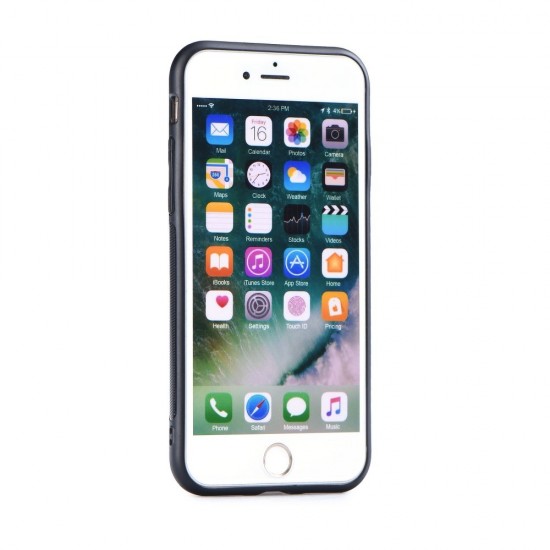 Forcell Glass Back Case priekš Huawei Mate 20 Lite - Melns - plastikas aizmugures apvalks ar aizsardzības stiklu (bampers, vāciņš, PU back cover, bumper shell)