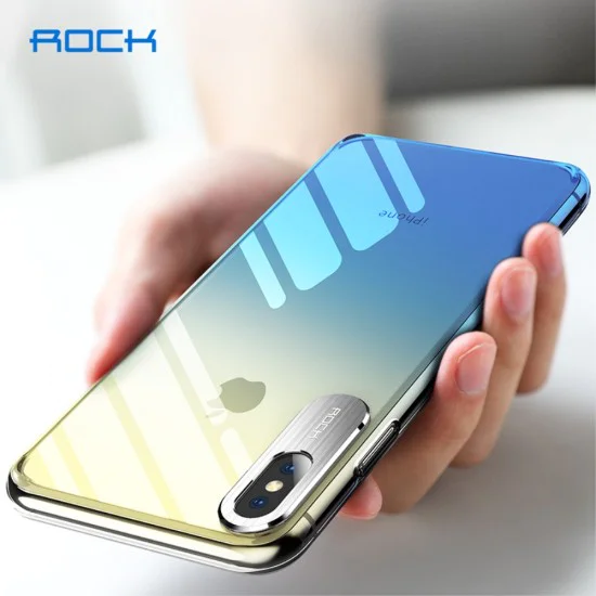 ROCK Aluminum Alloy Patch Gradient Color PC Hard Case priekš Apple iPhone XS Max - Zils - plastikāta aizmugures apvalks (bampers, vāciņš, slim PC case cover, bumper) ROCK Aluminum Alloy Patch Gradient Color PC Hard Case priekš Apple iPhone XS Max - Zils - plastikāta aizmugures apvalks (bampers, vāciņš, slim PC case cover, bumper)