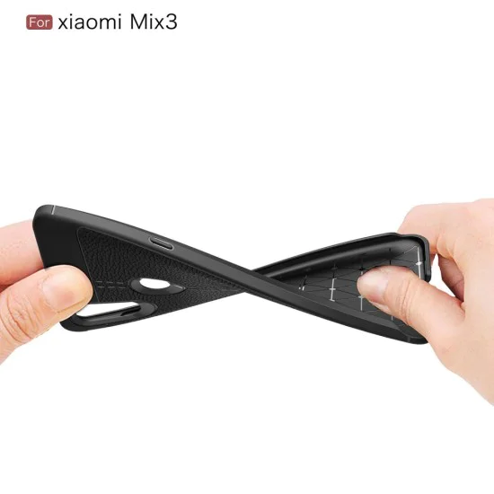 Litchi Skin PU Leather Coated TPU Mobile Phone Case priekš Xiaomi Mi Mix 3 - Melns - ādas imitācijas triecienizturīgs silikona aizmugures apvalks (maciņš, bampers, vāciņš, slim cover, bumper, back case) Litchi Skin PU Leather Coated TPU Mobile Phone Case priekš Xiaomi Mi Mix 3 - Melns - ādas imitācijas triecienizturīgs silikona aizmugures apvalks (maciņš, bampers, vāciņš, slim cover, bumper, back case)