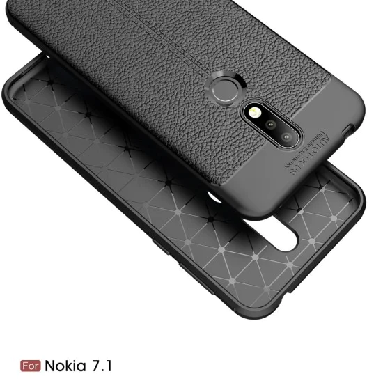 Litchi Skin PU Leather Coated TPU Mobile Phone Case для Nokia 7.1 (2018) - Чёрный - чехол крышка/накладка противоударная с имитацией кожи (бампер обложка, slim cover, bumper, back case) Litchi Skin PU Leather Coated TPU Mobile Phone Case для Nokia 7.1 (2018) - Чёрный - чехол крышка/накладка противоударная с имитацией кожи (бампер обложка, slim cover, bumper, back case)