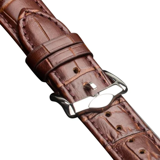 QIALINO Crocodile Pattern Genuine Leather Watch Wrist Strap priekš Apple Watch 42 / 44 / 45 mm / Ultra 49 mm - Gaiši Brūns - dabīgas ādas siksniņas (jostas) priekš pulksteņiem QIALINO Crocodile Pattern Genuine Leather Watch Wrist Strap priekš Apple Watch 42 / 44 / 45 mm / Ultra 49 mm - Gaiši Brūns - dabīgas ādas siksniņas (jostas) priekš pulksteņiem