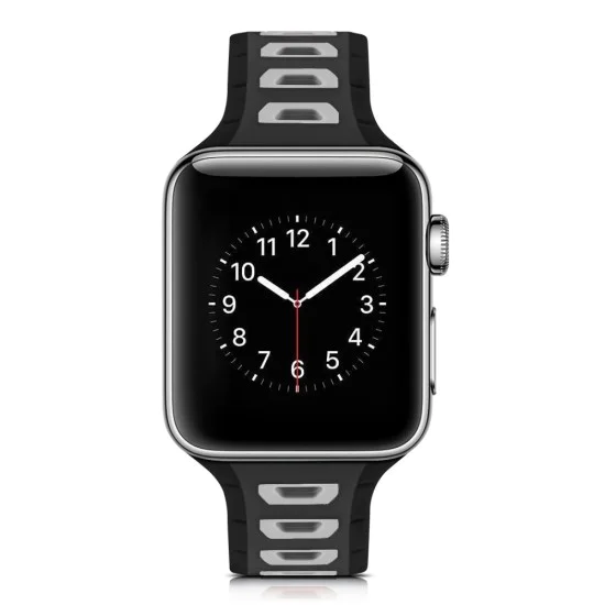 Dual Color Silicone Watch Band для Apple Watch 38 / 40 / 41 mm - Чёрный/Серый - силиконовый ремешок для часов Dual Color Silicone Watch Band для Apple Watch 38 / 40 / 41 mm - Чёрный/Серый - силиконовый ремешок для часов