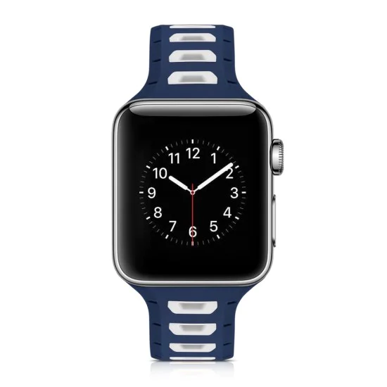 Dual Color Silicone Watch Band для Apple Watch 42 / 44 / 45 mm / Ultra 49 mm - Тёмно Синий/Белый - силиконовый ремешок для часов Dual Color Silicone Watch Band для Apple Watch 42 / 44 / 45 mm / Ultra 49 mm - Тёмно Синий/Белый - силиконовый ремешок для часов