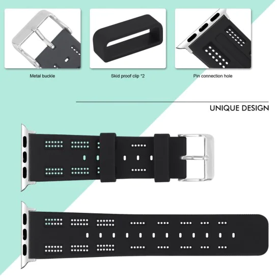 Soft Silicon Adjustable Watch Band priekš Apple Watch 42 / 44 / 45 mm / Ultra 49 mm - Melns - silikona siksniņas (jostas) priekš pulksteņiem Soft Silicon Adjustable Watch Band priekš Apple Watch 42 / 44 / 45 mm / Ultra 49 mm - Melns - silikona siksniņas (jostas) priekš pulksteņiem