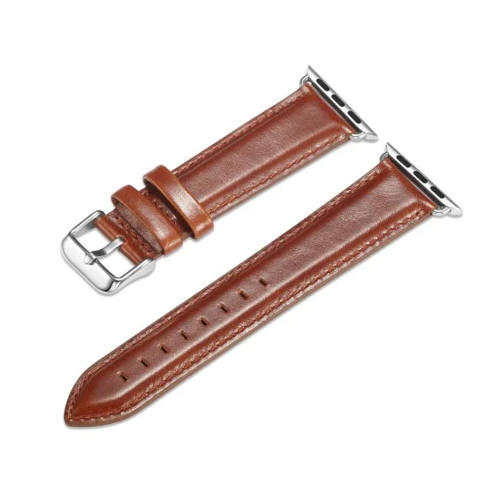 Top Layer Crazy Horse Texture Cowhide Leather Watch Band priekš Apple Watch 38 / 40 / 41 mm - Gaiši Brūns - dabīgas ādas siksniņas (jostas) priekš pulksteņiem Top Layer Crazy Horse Texture Cowhide Leather Watch Band priekš Apple Watch 38 / 40 / 41 mm - Gaiši Brūns - dabīgas ādas siksniņas (jostas) priekš pulksteņiem