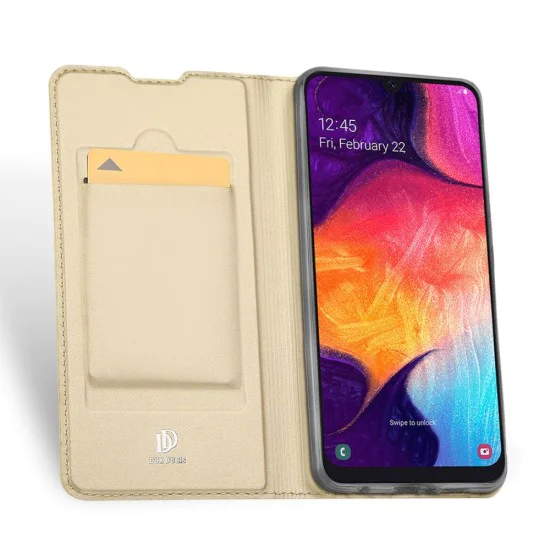 Dux Ducis Skin Pro series priekš Samsung Galaxy A50 / A50 EE A505 / A30s A307 - Zelts - sāniski atverams maciņš ar magnētu un stendu (ādas maks, grāmatiņa, leather book wallet case cover stand) Dux Ducis Skin Pro series priekš Samsung Galaxy A50 / A50 EE A505 / A30s A307 - Zelts - sāniski atverams maciņš ar magnētu un stendu (ādas maks, grāmatiņa, leather book wallet case cover stand)