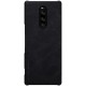 NILLKIN Qin Series Card Holder Leather Case priekš Sony Xperia 1 J9110 - Melns - sāniski atverams maciņš (ādas maks, grāmatiņa, leather book wallet case cover)