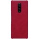 NILLKIN Qin Series Card Holder Leather Case priekš Sony Xperia 1 J9110 - Sarkans - sāniski atverams maciņš (ādas maks, grāmatiņa, leather book wallet case cover)