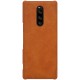 NILLKIN Qin Series Card Holder Leather Case priekš Sony Xperia 1 J9110 - Brūns - sāniski atverams maciņš (ādas maks, grāmatiņa, leather book wallet case cover)