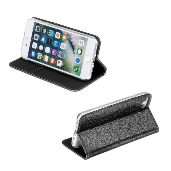 Forcell Shining Book Case для Apple iPhone 7 / 8 / SE2 (2020) / SE3 (2022) - Чёрный - чехол-книжка со стендом / подставкой Forcell Shining Book Case для Apple iPhone 7 / 8 / SE2 (2020) / SE3 (2022) - Чёрный - чехол-книжка со стендом / подставкой