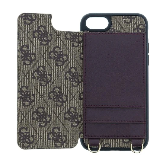 Guess 4G Crossbody Cardslot series GUHCI8CB4GB для Apple iPhone 7 / 8 / SE2 (2020) / SE3 (2022) - Коричневый - чехол-накладка в виде книжки с кармашками для карт и шнурком Guess 4G Crossbody Cardslot series GUHCI8CB4GB для Apple iPhone 7 / 8 / SE2 (2020) / SE3 (2022) - Коричневый - чехол-накладка в виде книжки с кармашками для карт и шнурком