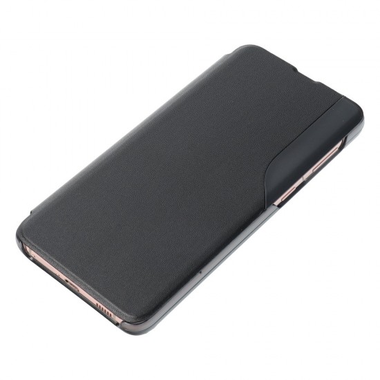 Smart View Window Wake / Sleep Book Case priekš Samsung Galaxy A52 A525 / A52 5G A526 / A52s 5G A528 - Melns - sāniski atverams maciņš ar lodziņu / grāmatveida maks