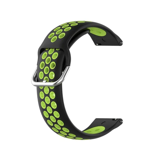 22mm Tech-Protect Soft Band Silicone Watch Strap - Чёрный / Зелёный - силиконовый ремешок для часов