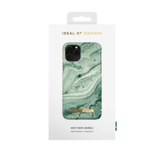 iDeal of Sweden Fashion SS21 Back Case для Apple iPhone 11 Pro - Mint Swirl Marble - пластиковый чехол-накладка с встроенной металической пластиной / бампер-крышка iDeal of Sweden Fashion SS21 Back Case для Apple iPhone 11 Pro - Mint Swirl Marble - пластиковый чехол-накладка с встроенной металической пластиной / бампер-крышка