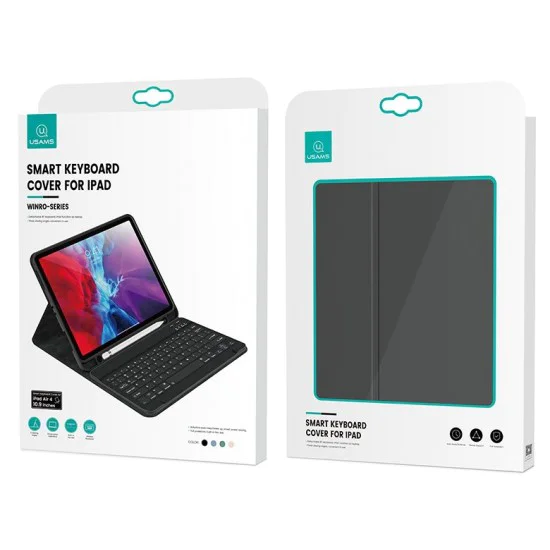 Usams Winro Series Book Case with Keyboard priekš Apple iPad Pro 11 (2018) / Air 4 (2020) / Air 5 (2022) - Melns - sāniski atverams maciņš ar klaviatūru Usams Winro Series Book Case with Keyboard priekš Apple iPad Pro 11 (2018) / Air 4 (2020) / Air 5 (2022) - Melns - sāniski atverams maciņš ar klaviatūru