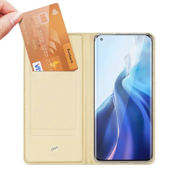 Dux Ducis Skin Pro series для Xiaomi Mi 11 - Золотистый - чехол-книжка с магнитом и стендом / подставкой Dux Ducis Skin Pro series для Xiaomi Mi 11 - Золотистый - чехол-книжка с магнитом и стендом / подставкой