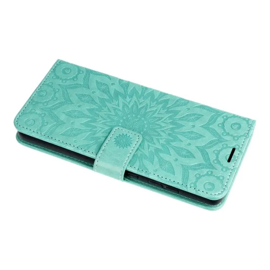 Forcell Mezzo Book Case priekš Samsung Galaxy S21 Plus G996 - Tirkīzs / Mandala - sāniski atverams maciņš ar stendu un auklu / grāmatveida maks Forcell Mezzo Book Case priekš Samsung Galaxy S21 Plus G996 - Tirkīzs / Mandala - sāniski atverams maciņš ar stendu un auklu / grāmatveida maks