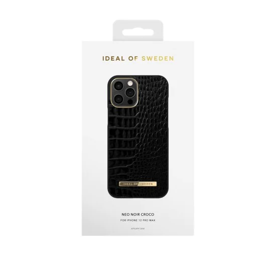 iDeal of Sweden Atelier AW20 Back Case для Apple iPhone 12 Pro Max - Neo Noir Croco - чехол-накладка из искусственной кожи с встроенной металической пластиной / бампер-крышка iDeal of Sweden Atelier AW20 Back Case для Apple iPhone 12 Pro Max - Neo Noir Croco - чехол-накладка из искусственной кожи с встроенной металической пластиной / бампер-крышка