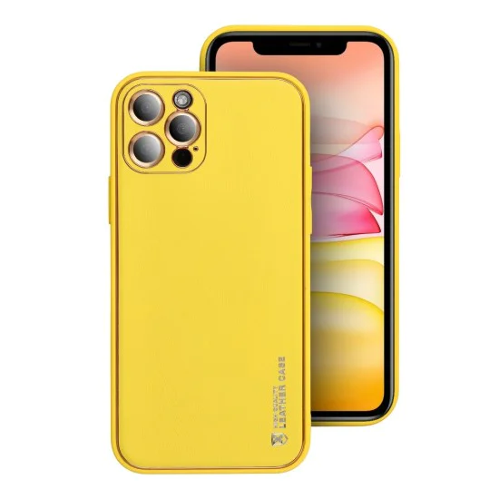 Forcell Leather Back Case priekš Xiaomi Redmi Note 10 Pro - Dzeltens - mākslīgās ādas aizmugures apvalks / bampers-vāciņš Forcell Leather Back Case priekš Xiaomi Redmi Note 10 Pro - Dzeltens - mākslīgās ādas aizmugures apvalks / bampers-vāciņš