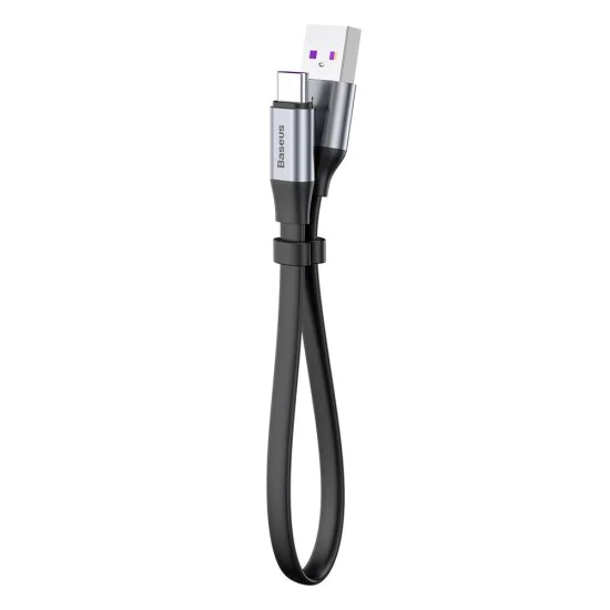 Baseus 0.23M Simple HW 5A USB to Type-C cable (Huawei SuperCharge) - Серый / Чёрный - USB-C дата кабель / провод для зарядки Baseus 0.23M Simple HW 5A USB to Type-C cable (Huawei SuperCharge) - Серый / Чёрный - USB-C дата кабель / провод для зарядки