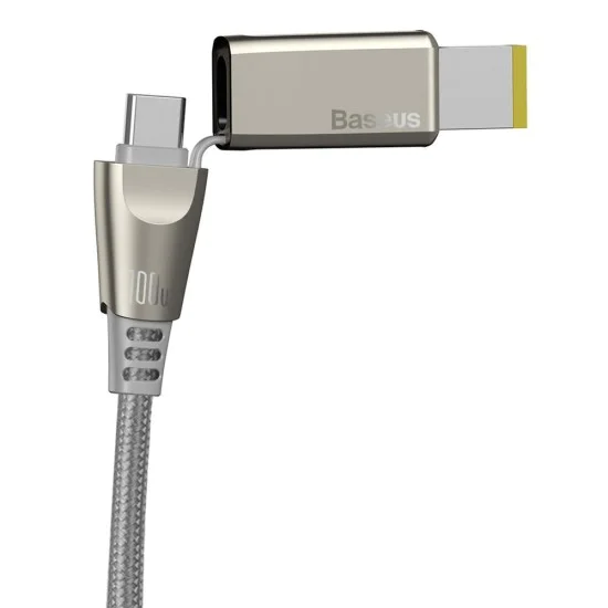 Baseus 2M 2in1 Flash 5A 100W Type-C to Type-C / DC Laptop power cable priekš Lenovo / IBM / Macbook / Xiaomi - Pelēks - USB-C lādēšanas un datu kabelis / vads portatīvajiem datoriem Baseus 2M 2in1 Flash 5A 100W Type-C to Type-C / DC Laptop power cable priekš Lenovo / IBM / Macbook / Xiaomi - Pelēks - USB-C lādēšanas un datu kabelis / vads portatīvajiem datoriem