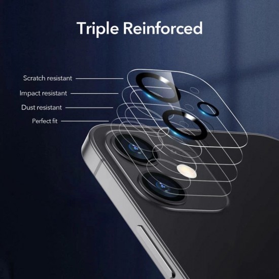 ESR Camera Lens Tempered Glass protector (2 gab.) priekš Apple iPhone 12 - Caurspīdīgs - Aizmugurējās kameras aizsargstikls