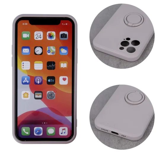 Finger Grip Back Case priekš Apple iPhone 11 - Gaiši Pelēks - silikona aizmugures apvalks ar gredzenu / bampers-vāciņš Finger Grip Back Case priekš Apple iPhone 11 - Gaiši Pelēks - silikona aizmugures apvalks ar gredzenu / bampers-vāciņš