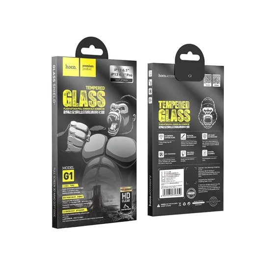 Hoco Aluminia Silica HD Flash Full Glue Tempered Glass screen protector для Apple iPhone 13 mini - Чёрный - Защитное стекло / Бронированое / Закалённое антиударное Hoco Aluminia Silica HD Flash Full Glue Tempered Glass screen protector для Apple iPhone 13 mini - Чёрный - Защитное стекло / Бронированое / Закалённое антиударное