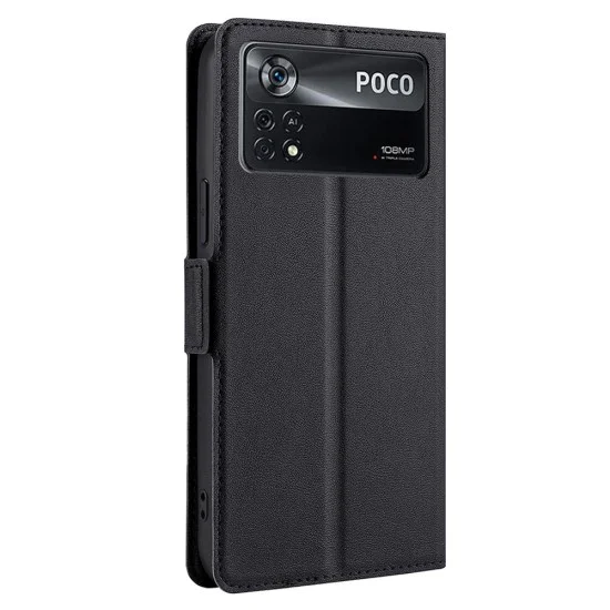 Ultra-thin PU Leather Magnetic Closure Phone Case для Xiaomi Poco X4 Pro 5G - Чёрный - чехол-книжка с магнитом и стендом Ultra-thin PU Leather Magnetic Closure Phone Case для Xiaomi Poco X4 Pro 5G - Чёрный - чехол-книжка с магнитом и стендом