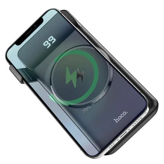 Hoco J76 with LCD 10000mAh MagSafe Wireless Fast Charging Power Bank Type-C PD 22.5W / USB QC 3.0 Ligzda - Melns - Universāla ārējas uzlādes batereja lādētājs ar Magsafe / akumulators Hoco J76 with LCD 10000mAh MagSafe Wireless Fast Charging Power Bank Type-C PD 22.5W / USB QC 3.0 Ligzda - Melns - Universāla ārējas uzlādes batereja lādētājs ar Magsafe / akumulators