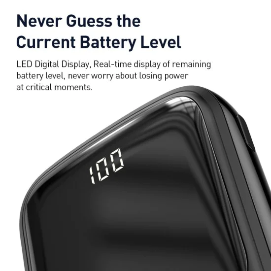 Baseus (PPQD-A01) QPow 10000mAh Power Bank 2xUSB 5V/3A / USB Type-C 15W Ligzda with Type-C cable - Melns - Universāla ārējas uzlādes batereja lādētājs-akumulators Baseus (PPQD-A01) QPow 10000mAh Power Bank 2xUSB 5V/3A / USB Type-C 15W Ligzda with Type-C cable - Melns - Universāla ārējas uzlādes batereja lādētājs-akumulators