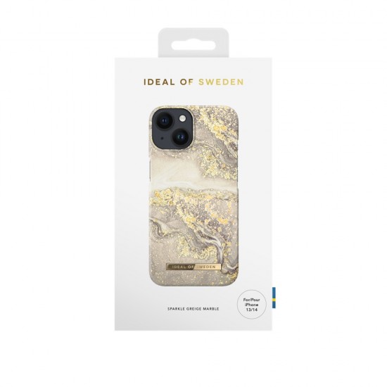 iDeal of Sweden Fashion SS19 Back Case для Apple iPhone 14 Plus - Sparkle Greige Marble - пластиковый чехол-накладка с встроенной металической пластиной / бампер-крышка