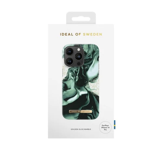 iDeal of Sweden Fashion AW21 Back Case priekš Apple iPhone 14 Pro - Golden Olive Marble - plastikāta aizmugures apvalks ar iebūvētu metālisku plāksni / bampers-vāciņš iDeal of Sweden Fashion AW21 Back Case priekš Apple iPhone 14 Pro - Golden Olive Marble - plastikāta aizmugures apvalks ar iebūvētu metālisku plāksni / bampers-vāciņš