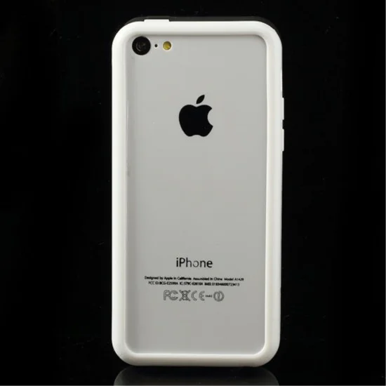 White Plastic & TPU Hybrid Bumper priekš Apple iPhone 5C - silikona / plastmasas sānu apvalks bampers White Plastic & TPU Hybrid Bumper priekš Apple iPhone 5C - silikona / plastmasas sānu apvalks bampers