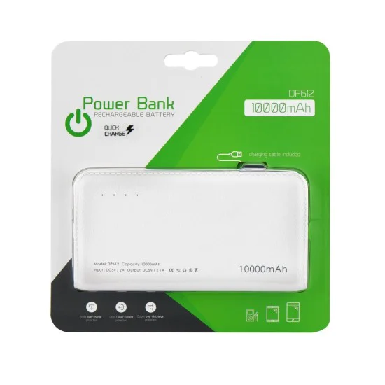 DP612 Power Bank Quick Charge 10000mAh USB 5V 2.1A гнездо - Белый - Универсальный внешний аккумулятор / зарядное устройство-батарея (Power Bank) DP612 Power Bank Quick Charge 10000mAh USB 5V 2.1A гнездо - Белый - Универсальный внешний аккумулятор / зарядное устройство-батарея (Power Bank)