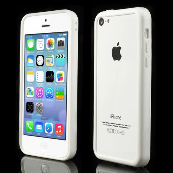 White Plastic & TPU Hybrid Bumper priekš Apple iPhone 5C - silikona / plastmasas sānu apvalks bampers White Plastic & TPU Hybrid Bumper priekš Apple iPhone 5C - silikona / plastmasas sānu apvalks bampers