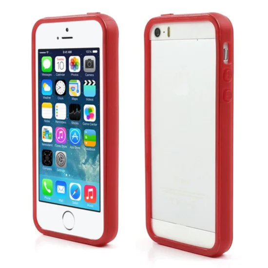 Backless TPU Bumper Frame Case priekš Apple iPhone 5 / 5S - Sarkans - silikona sānu apvalks bampers Backless TPU Bumper Frame Case priekš Apple iPhone 5 / 5S - Sarkans - silikona sānu apvalks bampers