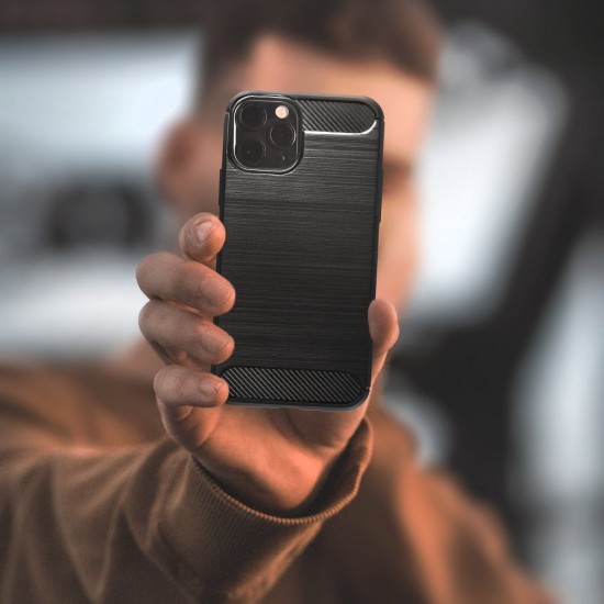 Simple Carbon TPU Back Phone Case priekš Huawei P20 Lite - Melns - triecienizturīgs silikona aizmugures apvalks / bampers