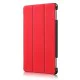 Tri-fold Stand PU Smart Auto Wake/Sleep Leather Case priekš Huawei MediaPad M5 Lite 10.1 - Sarkans - sāniski atverams maciņš ar stendu Tri-fold Stand PU Smart Auto Wake/Sleep Leather Case priekš Huawei MediaPad M5 Lite 10.1 - Sarkans - sāniski atverams maciņš ar stendu